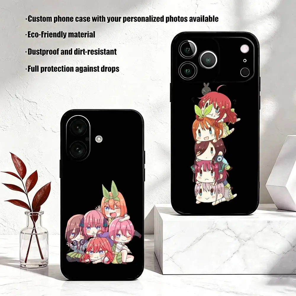 Coque de téléphone The Q-Quintessential Quintuplets pour iPhone 17, 16, 15, 14, 13, 12, 11 Plus, Pro Max, XS, en silicone souple noir