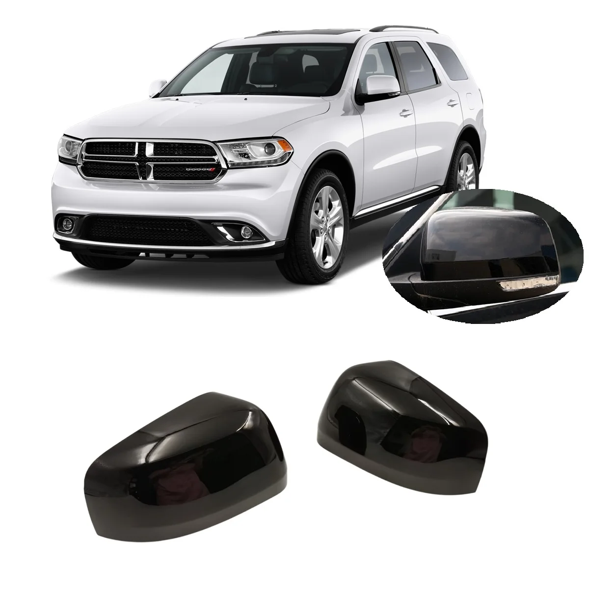 

for Dodge Durango MK3 3.6 5.7 SRT SXT Rallye Citadel 2011 - 2021 Gloss Black Side Mirror Housing Cover Replacement Cap