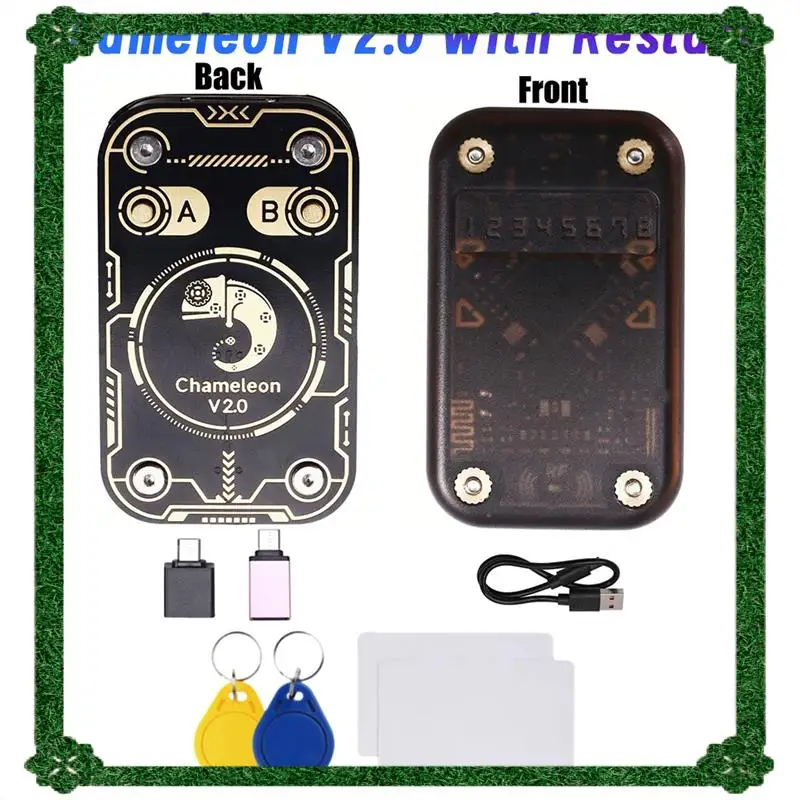 T64! Chameleon V2.0 RFID Smart Chip Reader Emulator NFC Duplicator Keychain/CUID Card 125K 13.56M C +2XUID