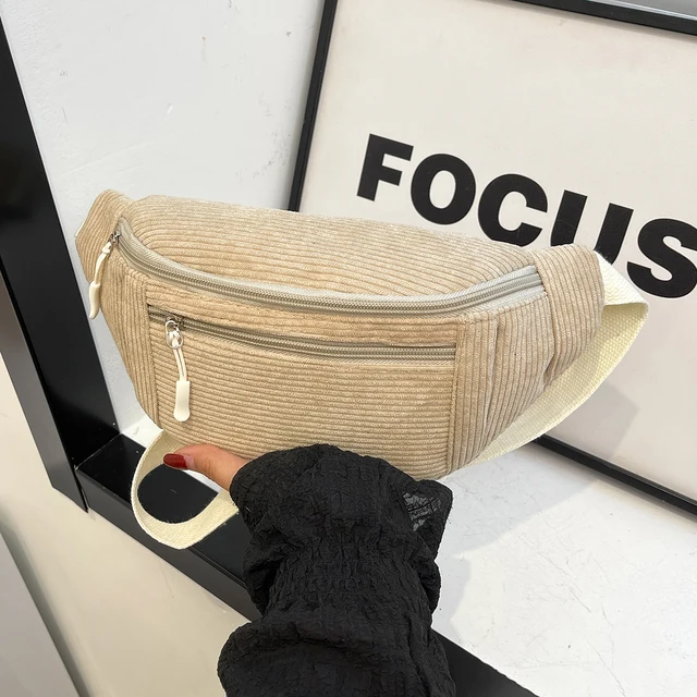 Damska torba na talię sztruksowa studencka torebka na ramię Crossbody torba na klatkę piersiową piterek moda telefon kobieta torebka z paskiem na pasek