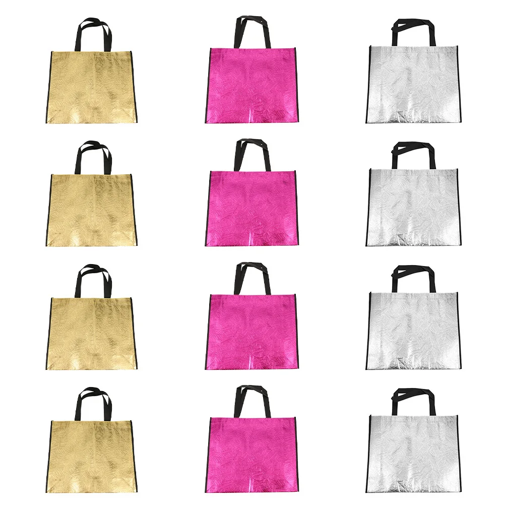 

12Pcs Portable Non-Woven Gift Bags Large Capacity Shopping Handbags for Store Grocery Boutique Gift Wrap