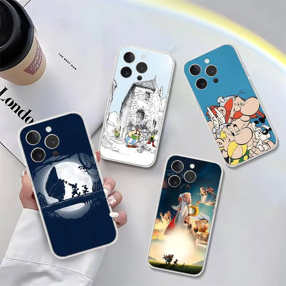 A-Asterix الكرتون O-Obelix جراب هاتف لينة شفافة آيفون 17 16 15 14 13 12 11 برو ماكس ميني بلس غطاء مقاوم للصدمات C