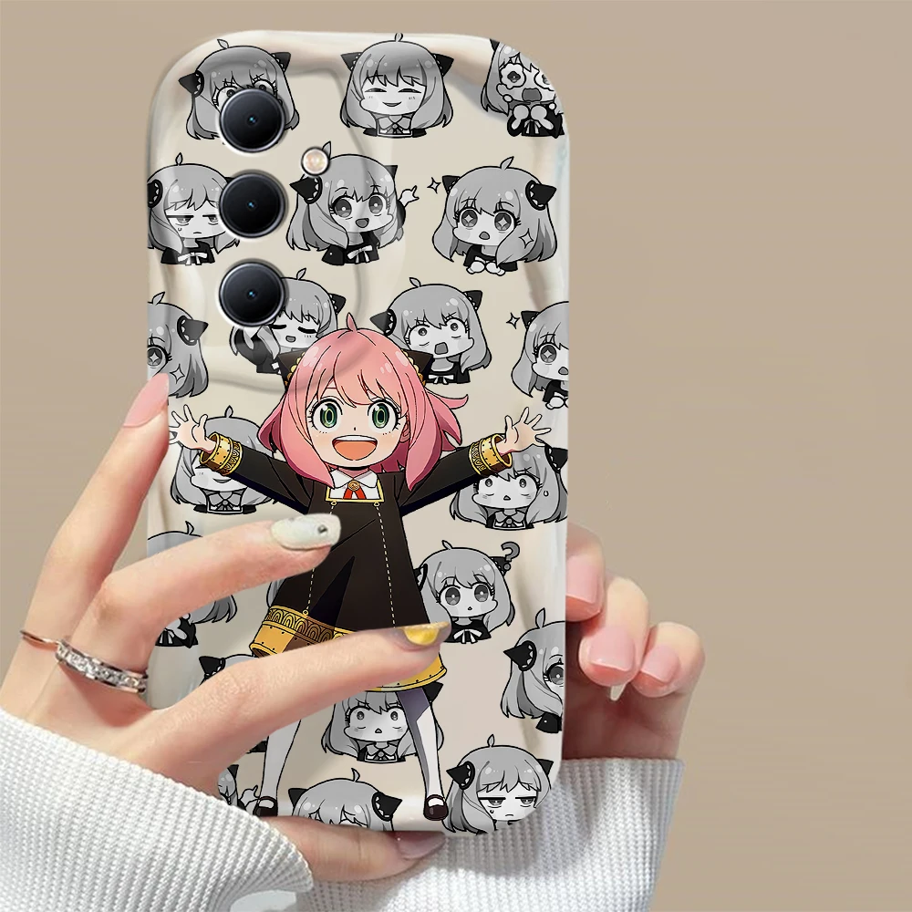 Anime SPY X Family Anya 3D Wave Case For OPPO Realme 12 11 10 9 8 7 7i 6 5 Pro Plus C67 C55 C31 C35 C11 C12 C15 C20 C21Y Cover