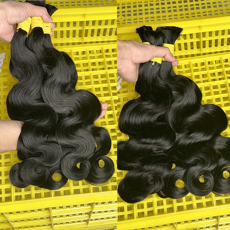 الجسم موجة لا لحمة الضفائر الشعر 100% غير المجهزة الشعر البشري تجديل الشعر لا لحمة 15A مجعد السائبة عذراء الشعر للتضفير # 1ب