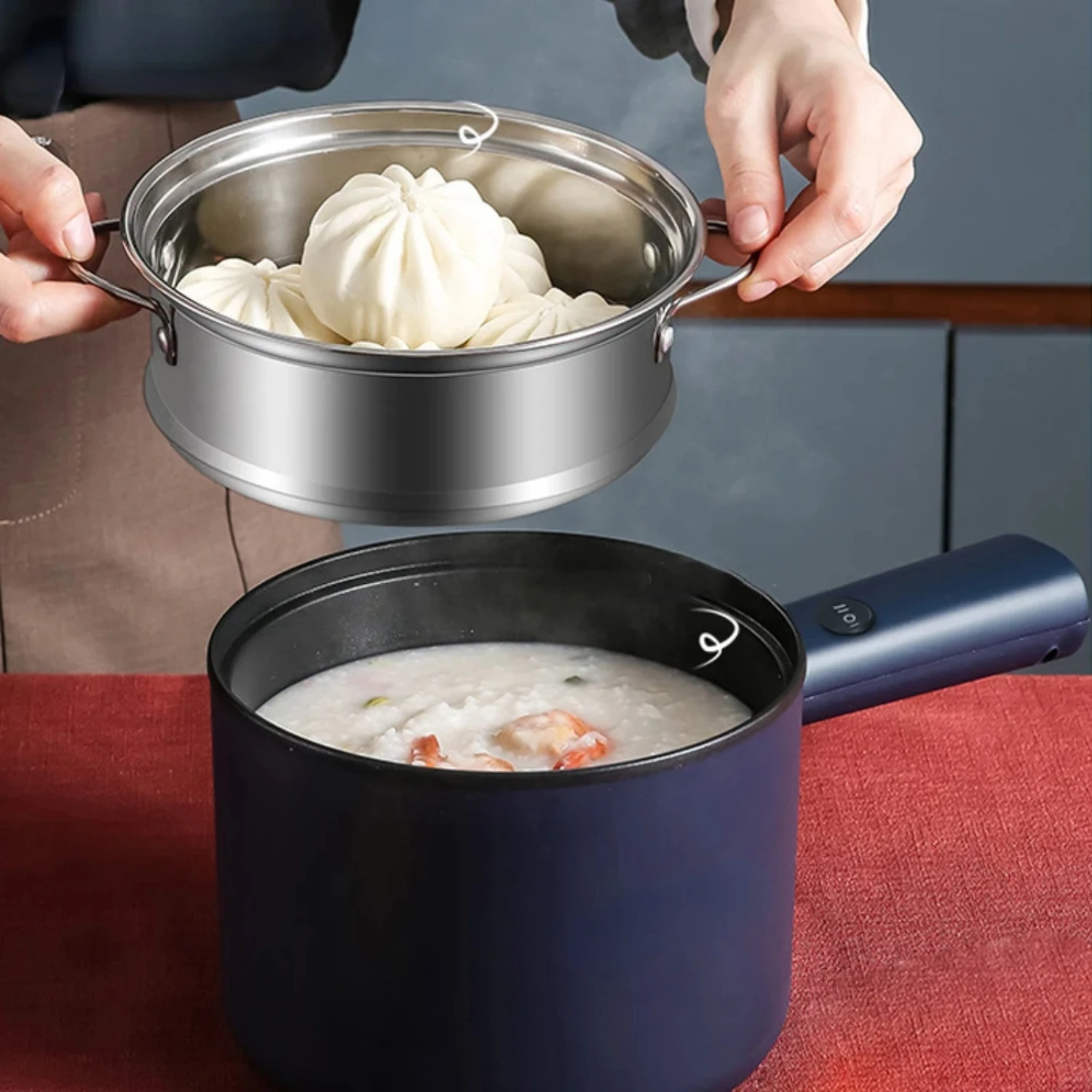 

Multi- Mini Cooker Non-stick Pan Single/Double Layer Cooking Machine 220V EU plug Kitchen Hot Pot steam cookers
