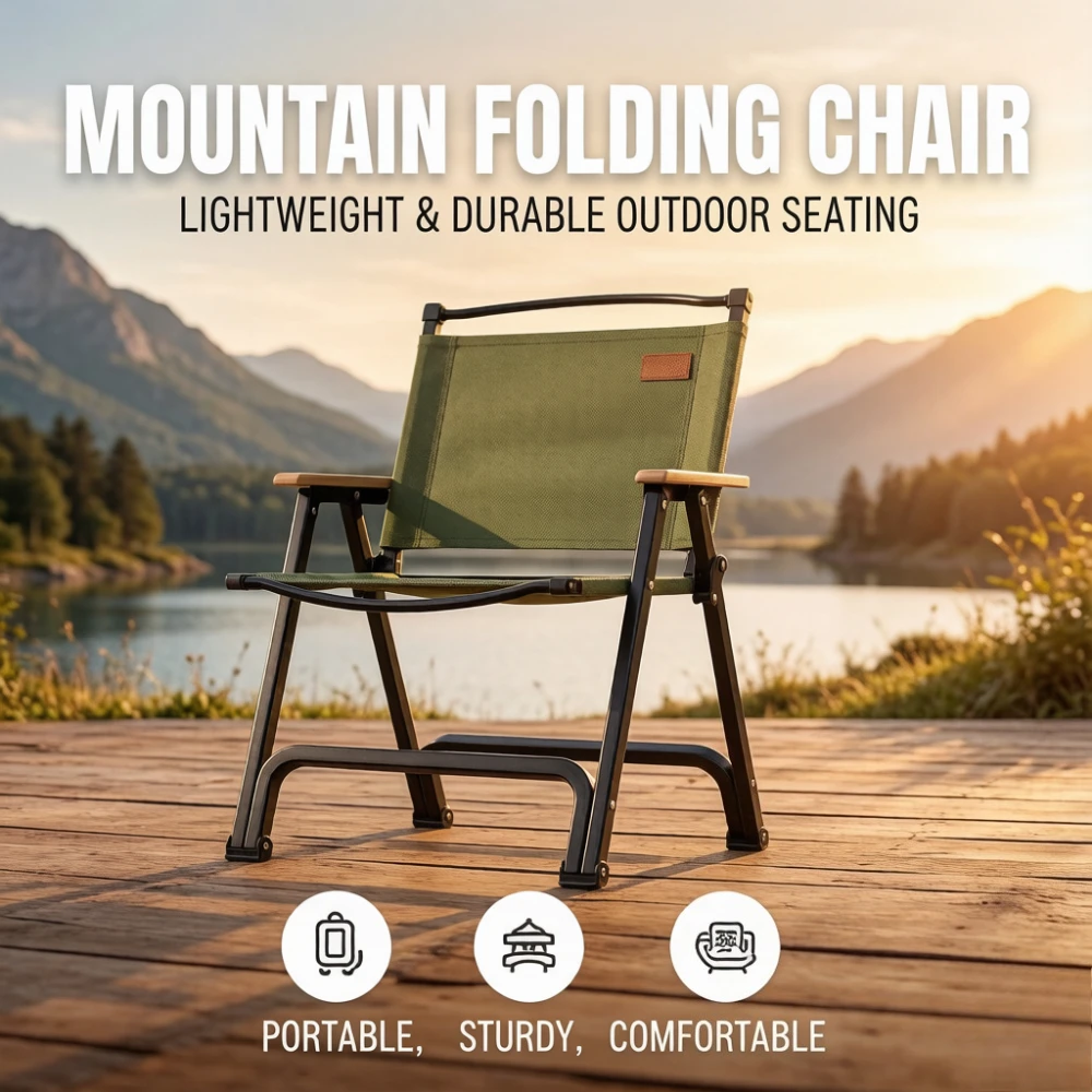 Outdoor Portable Folding Camping Chair Ultra-light Aluminum Alloy Wooden Armrest Beach Picnic Fishing Travel Lawn Chair