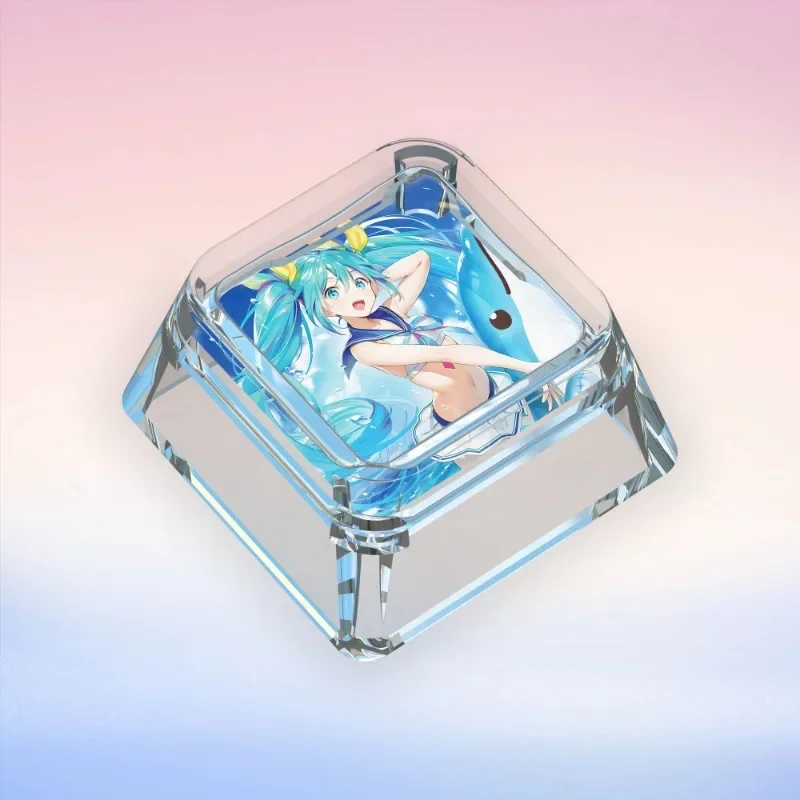 Cute Cartoon Anime Hatsune Miku Personalized Peripheral Key Cap Single Transparent Cross Shaft Mechanical Keyboard Decoration