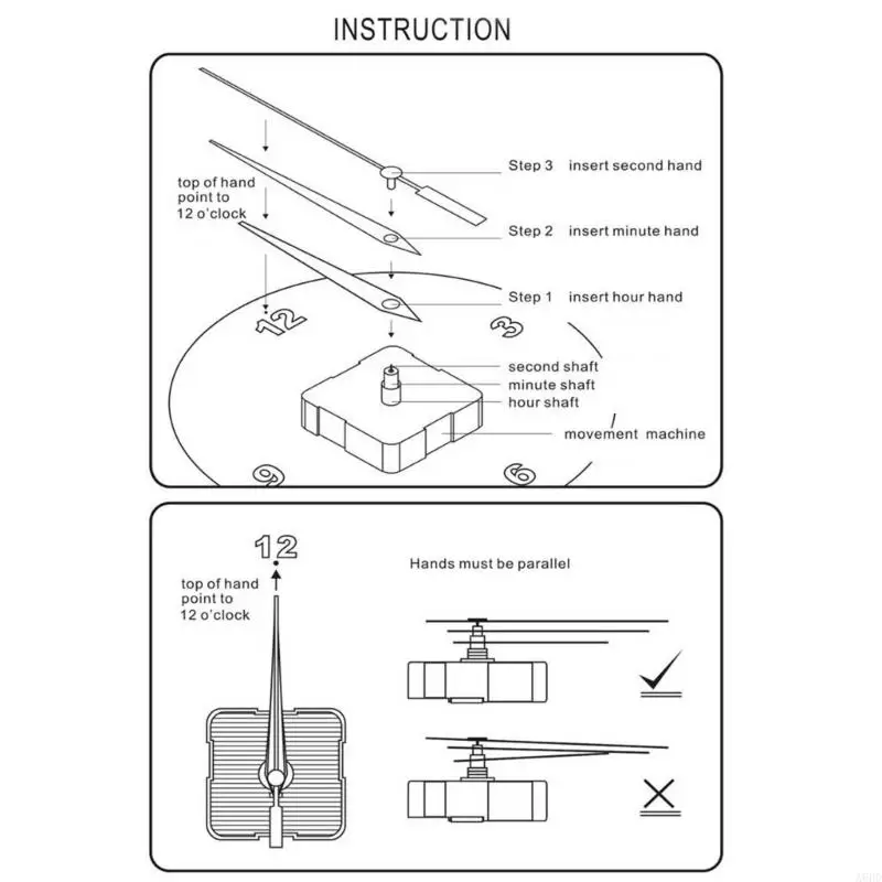 A6hd comprimento eixos longos relógio parede movimento quartzs mecanismo relógio silencioso substituição kits peças