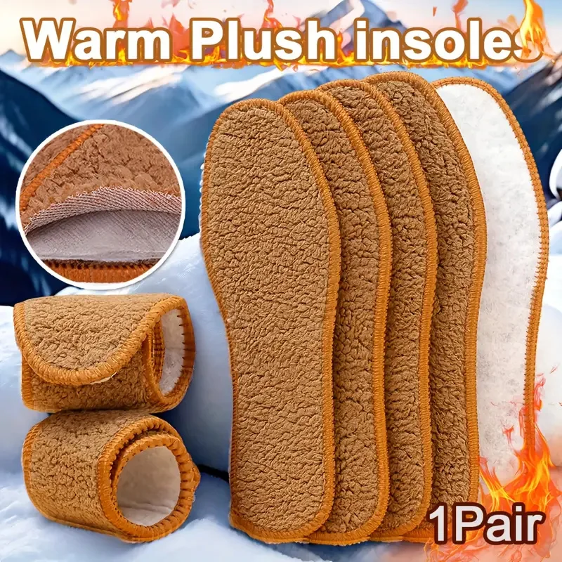 1 Pair Plush Alpaca Wool Thermal Insoles - Soft, Warm,Thicken for Winter Snow Boots and Shoes - For Women and Men