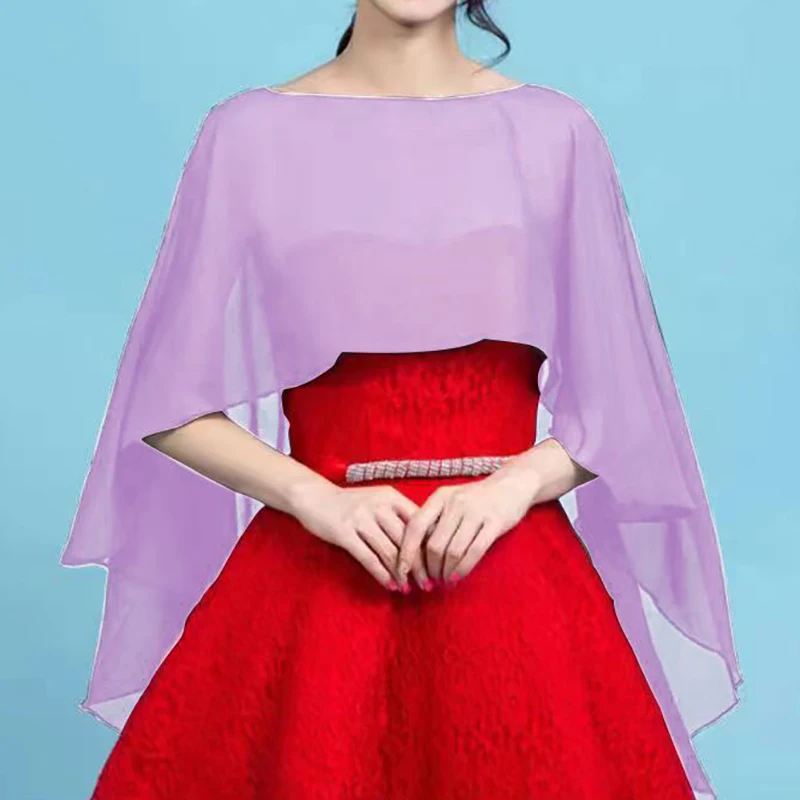 Frauen Chiffon Cape Bolero Femme Mariage Chalas Mujer Abend Hochzeit Braut Jacke Wraps Zubehör Peleryna Mantel Boda Schal – Detail 5