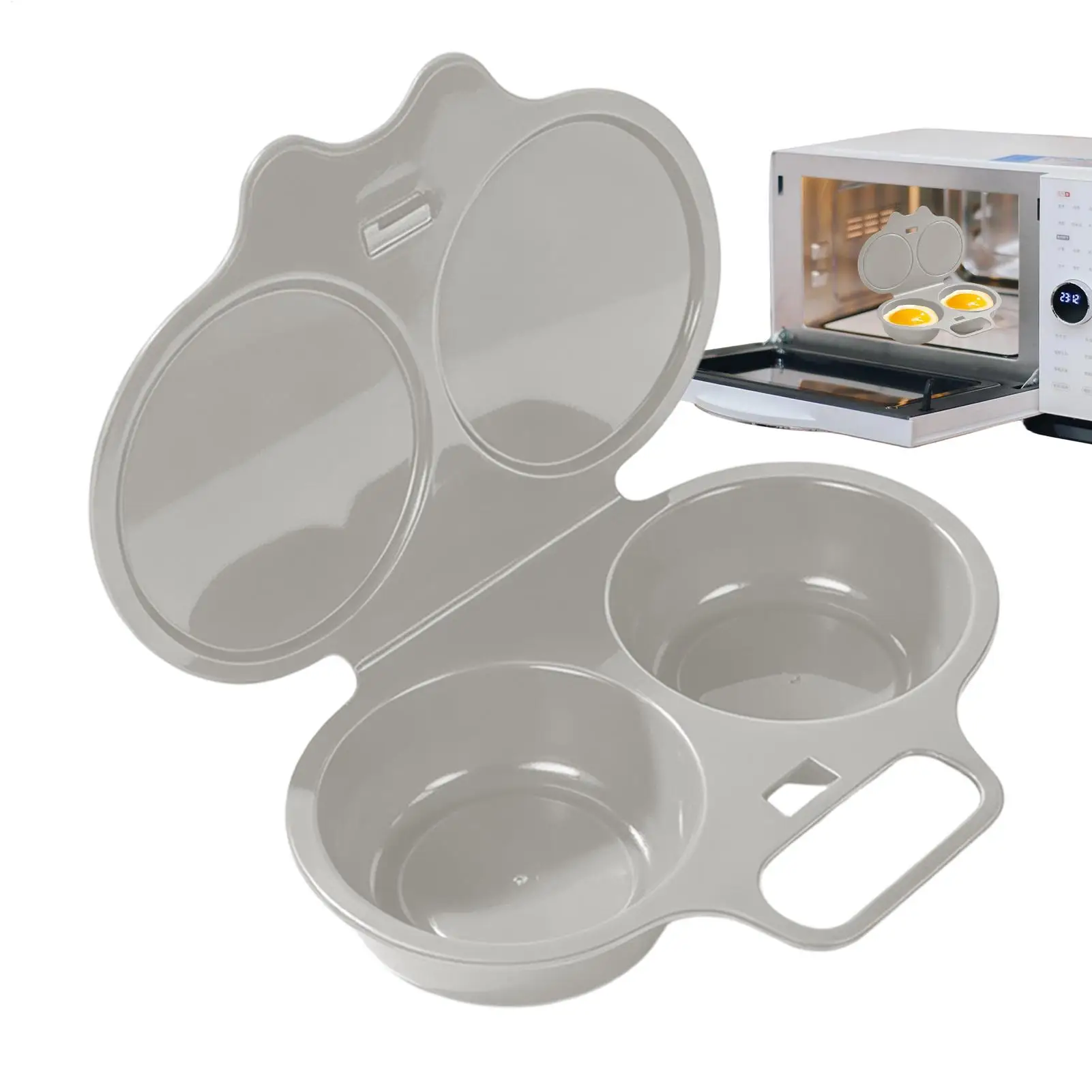 Heat Resistant Microwave Egg Poacher Nonstick 2 Cavity Quick Boiler Poached Egg Cooker For Cookin Breakfast Sandwiches