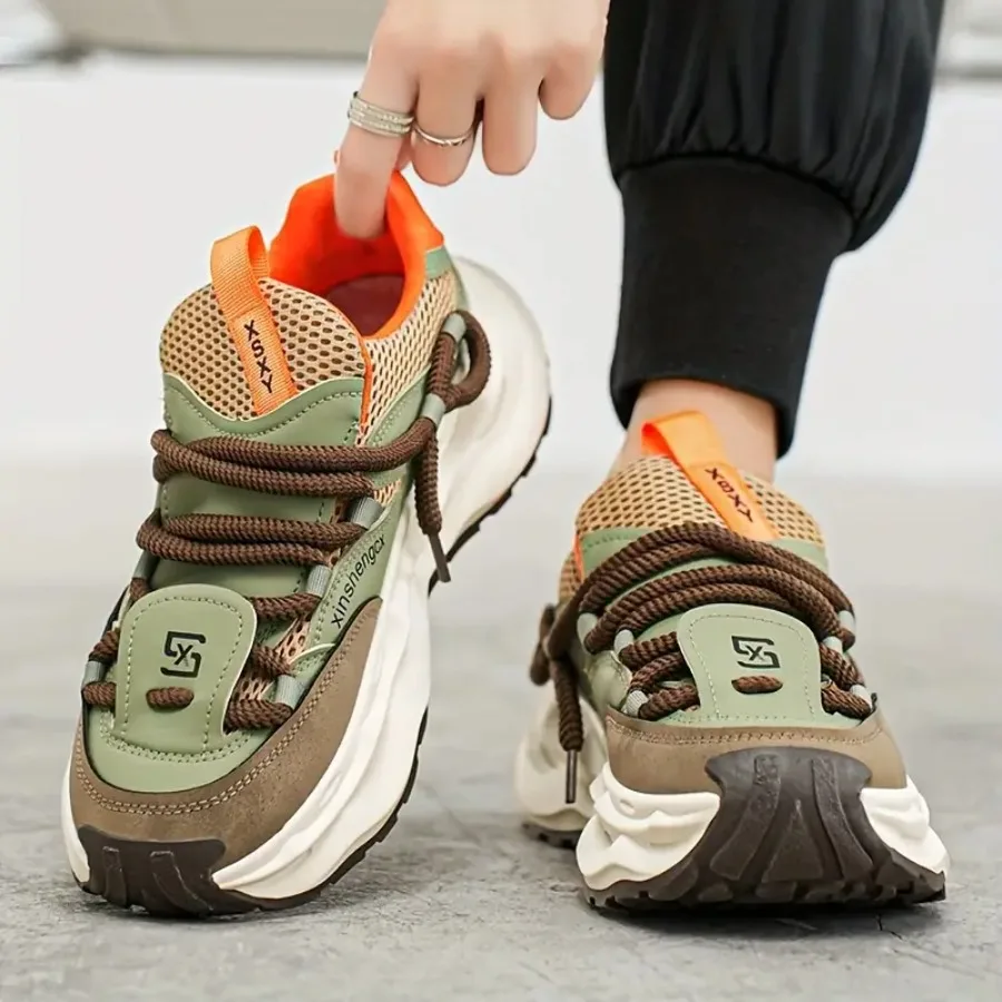 

Мужские дышащие повседневные спортивные кроссовки на шнуровке с низким верхом, легкие, с синтетической подошвой, прочной тканевой подкладкой и модным дизайном