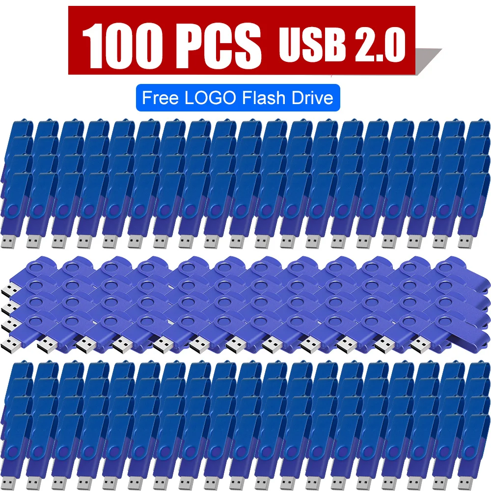 

100PCS USB 2.0 swivel USB flash drive 128GB 64GB 32GB 16GB 8GB 4GB 2GB Pendrive high quality pen drive Cle USB Free Custom Logo