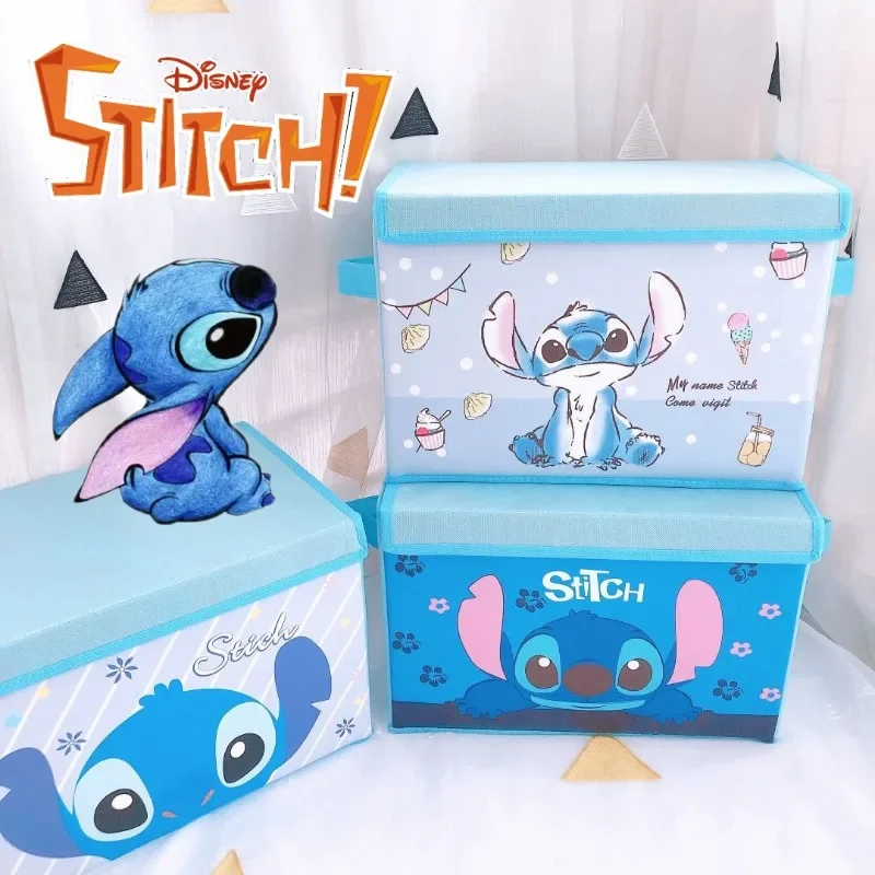 ديزني غرزة أنيمي صندوق تخزين قابل للطي متعدد الوظائف سلة تنظيم مكتب غرفة نوم صندوق تخزين ملابس صندوق تنظيم الطفل