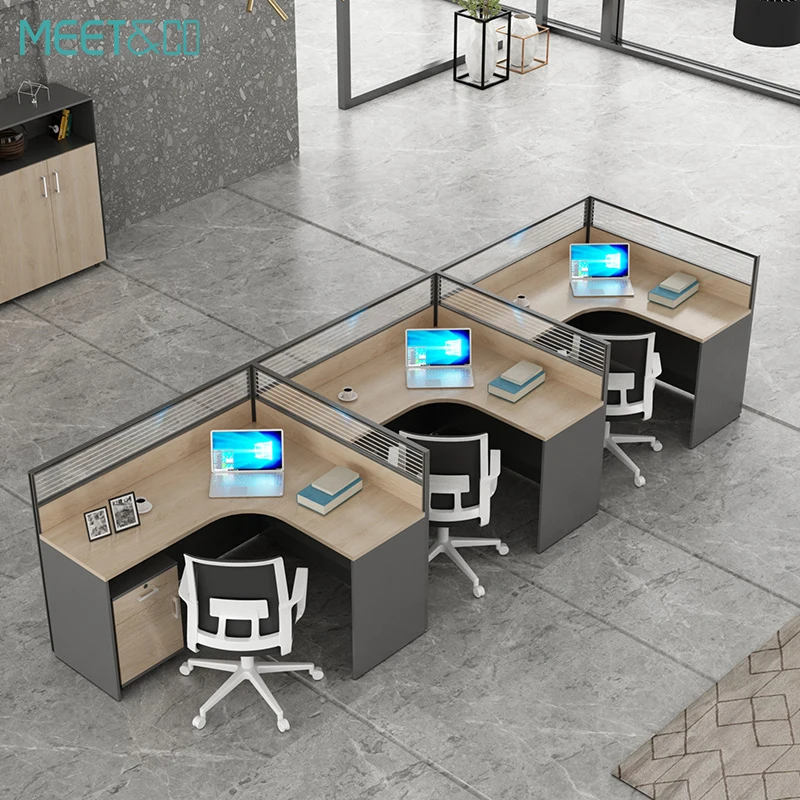 Cubical Modular Modern Staff Desk Furniture Office Workstation Tables 3 Seater Office Desk