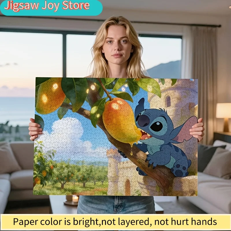

1000pcs Disney Stitch Mango Puzzle | Cute Cartoon Anime Design, Stress Relief Toy for Adults, Frameless Wall Hanging Decor for
