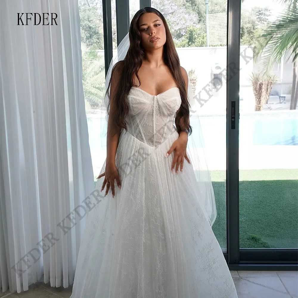 

Luxury Long Lace A Line Wedding Dress Sweetheart Simple Princess Bride Dresses Gowns 2026 Vestido De Noiva Sereia