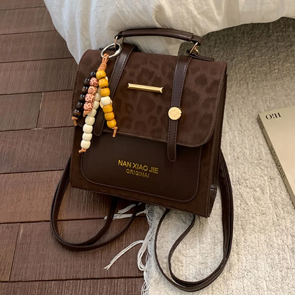 

Модный многофункциональный женский рюкзак с леопардовым принтом, маленькая квадратная сумка через плечо для повседневного использования