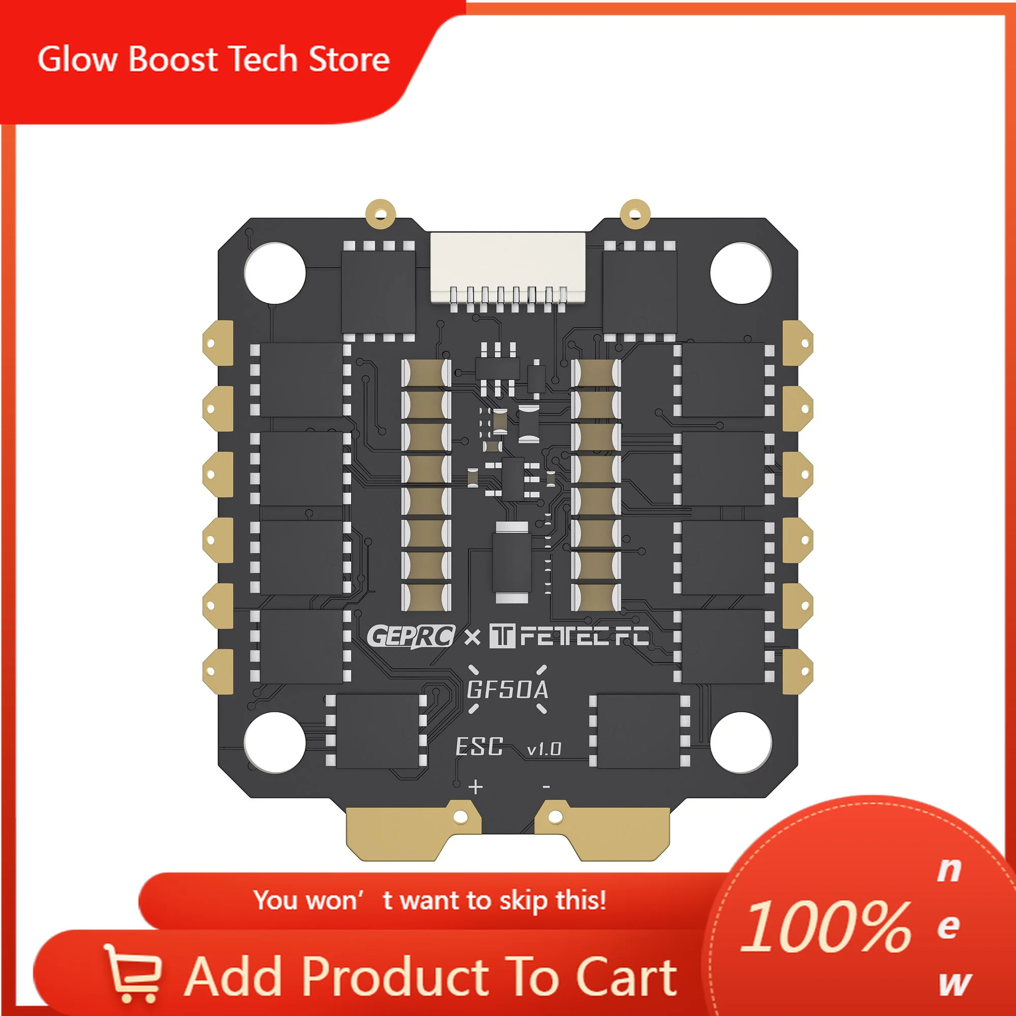 

NYGeprc Fettec Gf50a 4in1 Dshot2400 Esc For Fpv Drone Chip Continuous Current 50a Mcu Stm32g071