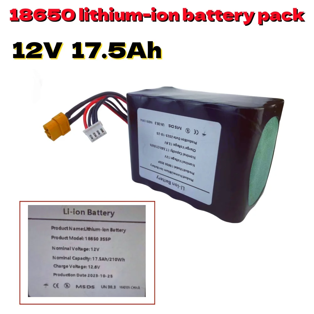 12V 17.5Ah 18650 3S5P Lithium Ion Battery Pack For Various RC Airplane Drone Quadrotor