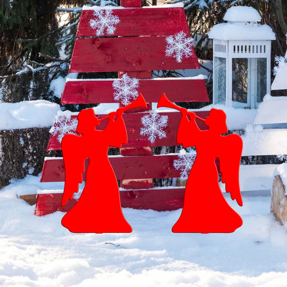 

2pcs Angel Yard Ornaments Durable Acrylic Garden Stakes Lightweight Christmas Outdoor Decoration Ground Inserted Lawn Adornment