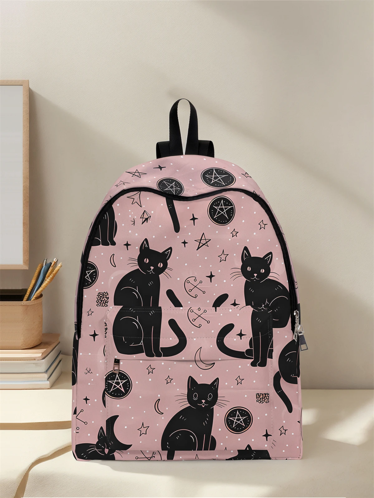 

Рюкзак с черным котом и звездным узором, новинка 2025, повседневный дорожный рюкзак, легкий и простой повседневный дорожный рюкзак