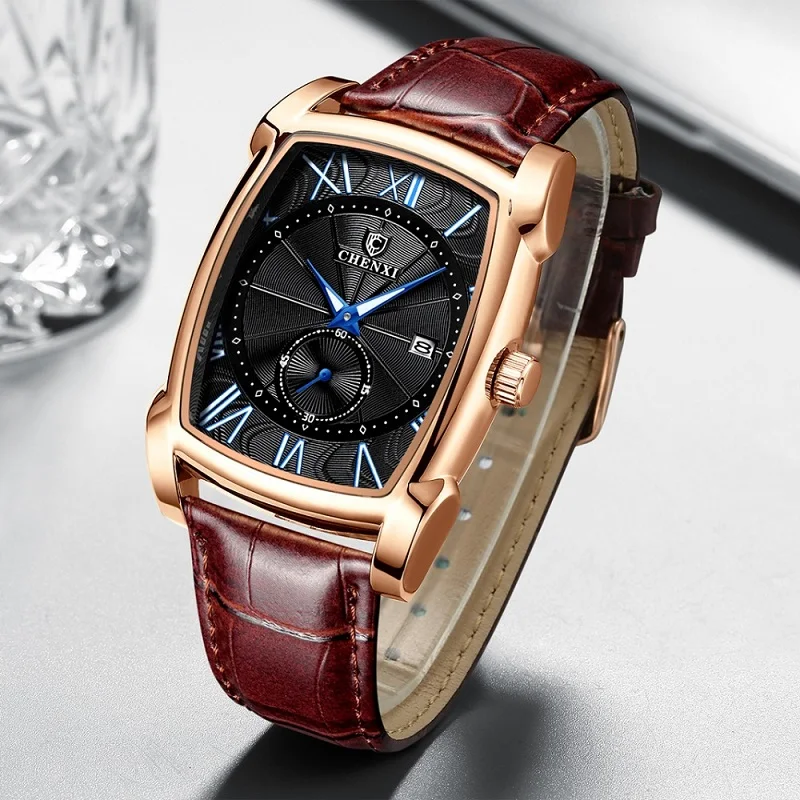 CHENXI 2023 New Watch Luxury Retro Men Watches Business Waterproof Quartz Wristwatch Male Calendar Roman Numerals Stop Watch