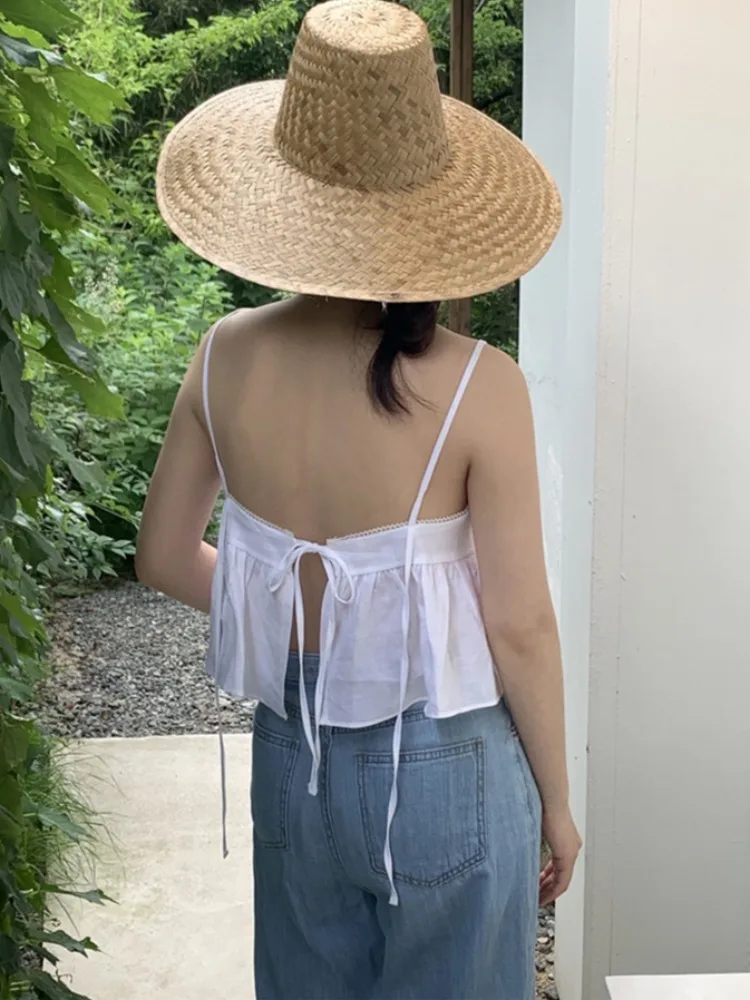 سترة صيفية أنيقة كسول Vaion Sle Bal كشكش فضفاضة بحمالات سترة نسائية كاجوال قابلة للتنفس