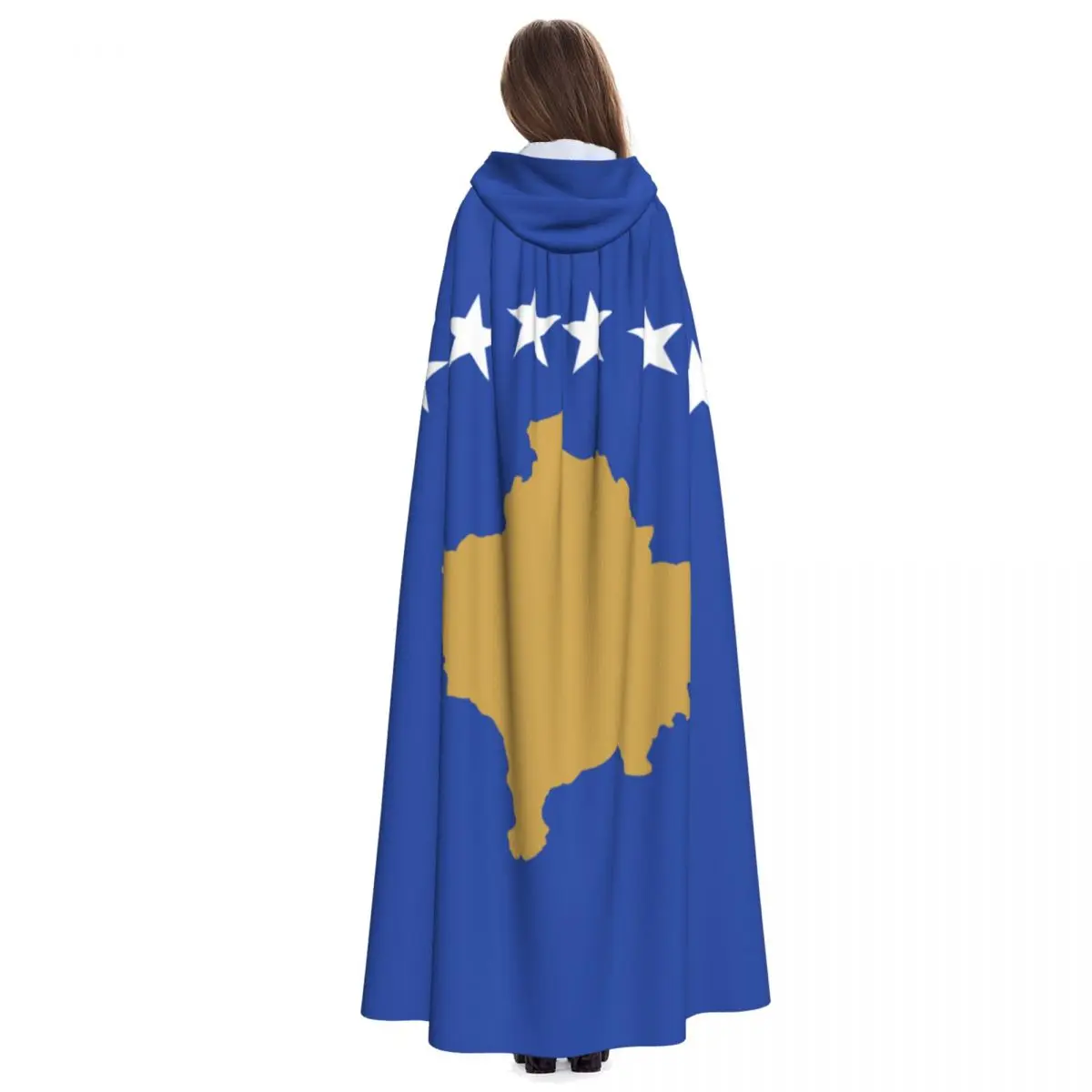 Adult Cloak Cape Hooded Flag Of Kosovo Medieval Costume Witch Wicca Vampire Elf Purim Carnival Party