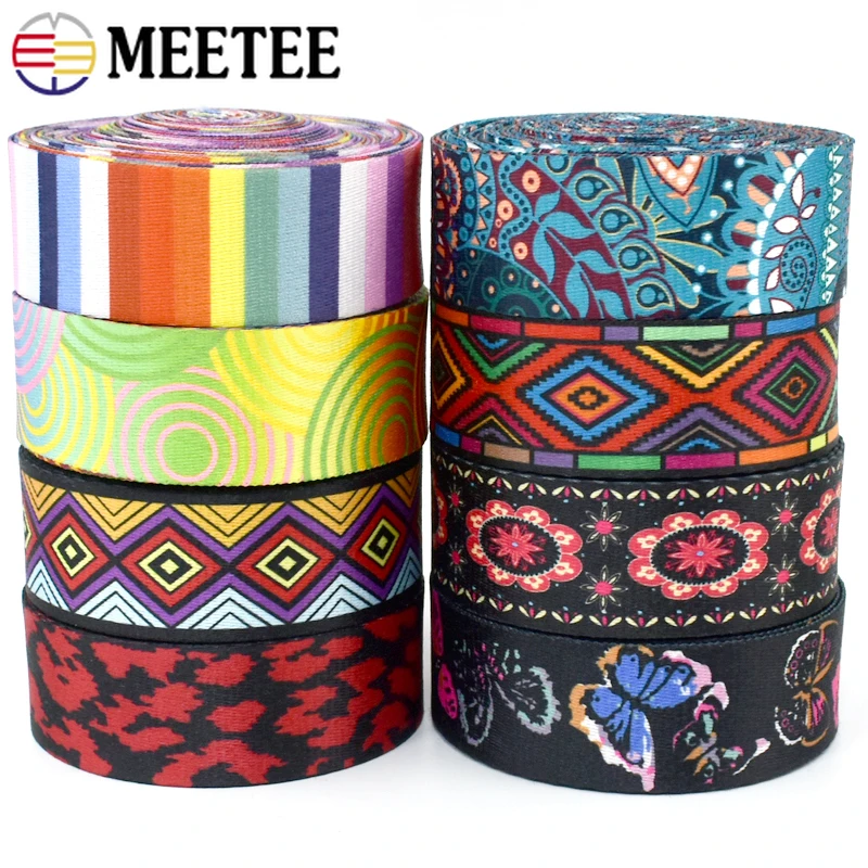 2Meters Meetee 38mm Ethnic Jacquard Ribbon Nylon Webbing for Bag Strap Belt Tape DIY Textile Clothing Decor Sewing Accessories