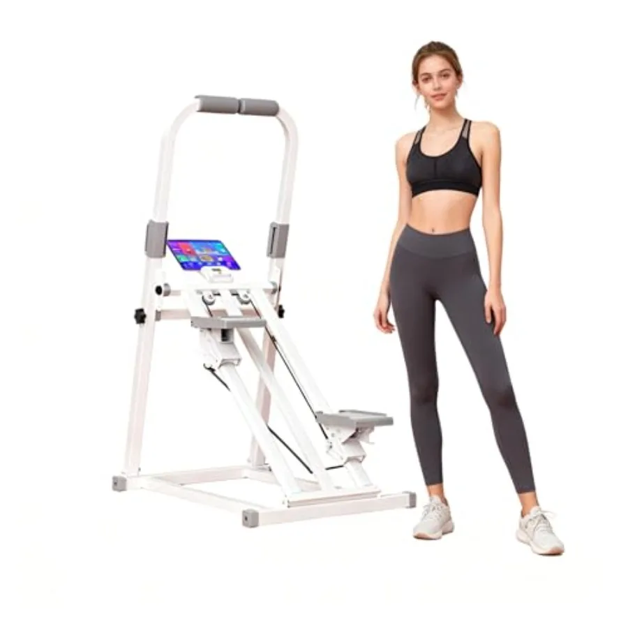 

Foldable Stair Stepper for Home Exercise with Adjustable Resistance Handlebar Timer Phone Holder Quiet Cardio Equipment in Blac