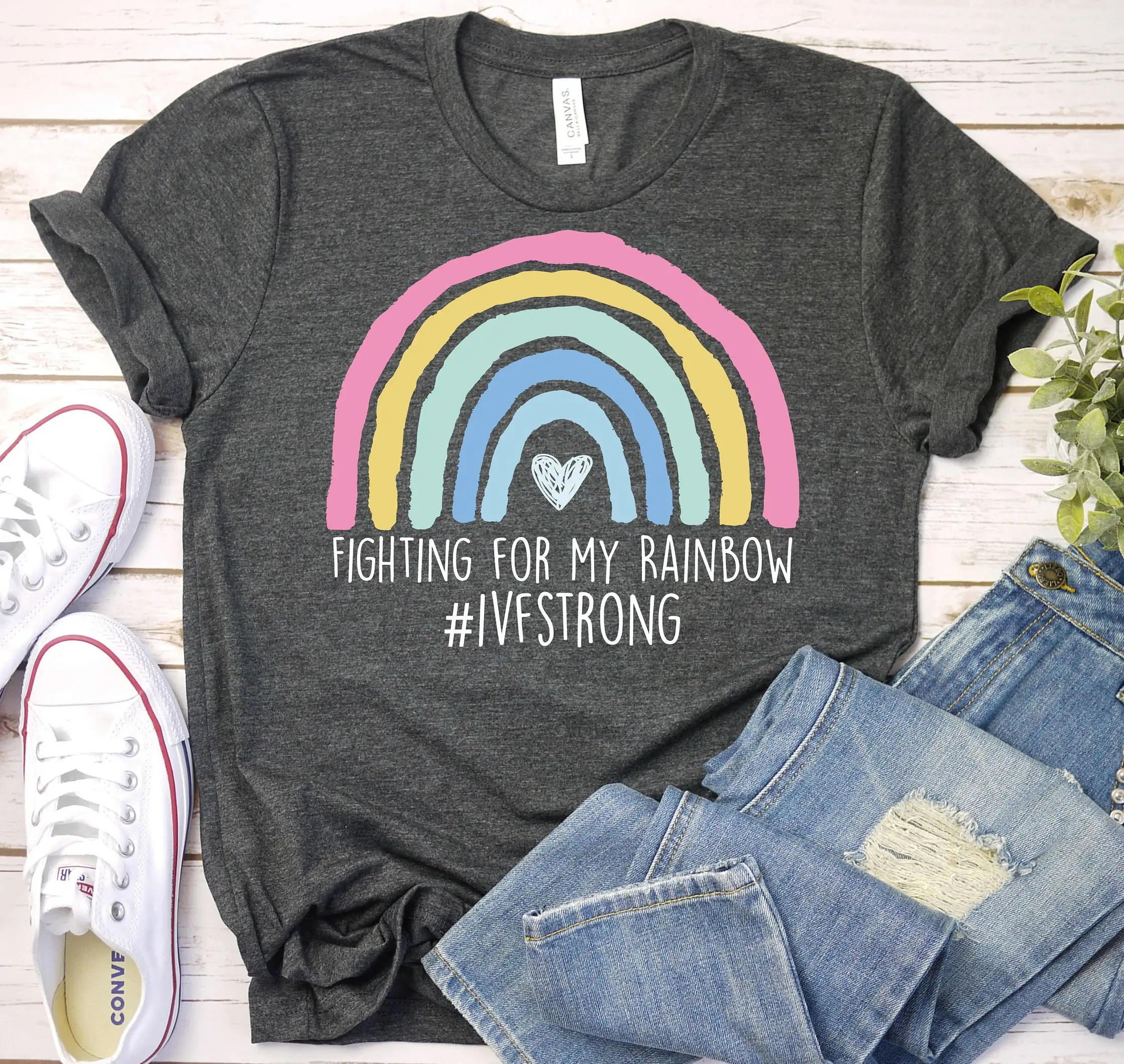 Fighting For My Rainbow Ivf T Shirt Strong Infertility Egg Retrieval Iui Mom Transfer Day