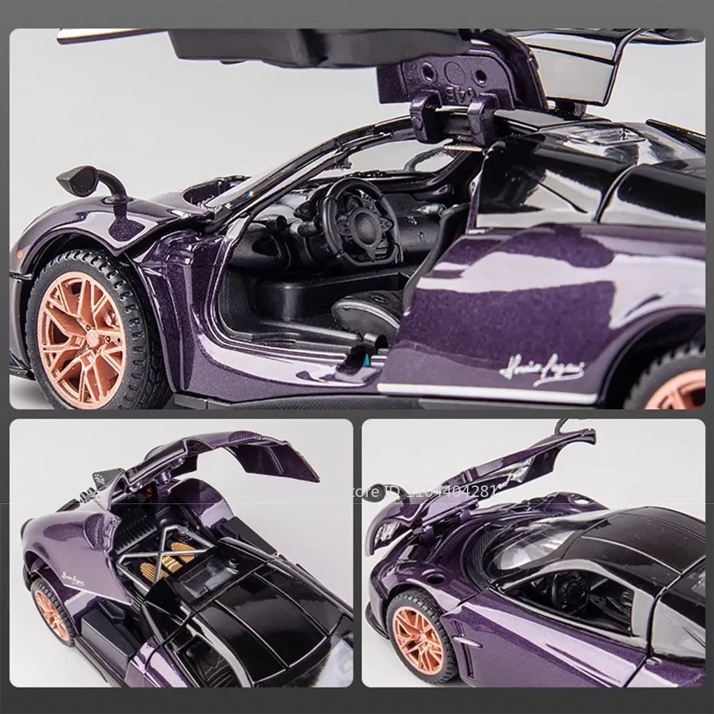 Pagani Huayra Dinastia BC, modelos de coches deportivos de aleación, juguetes fundidos, puertas, sonido abierto, luz, vehículos extraíbles, regalos para niños, 1:32