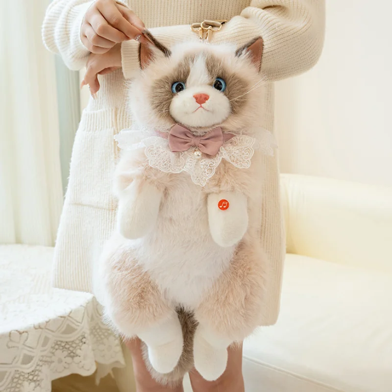 

Милый рюкзак с котом Лолиты, новый говорящий рэгдолл, сумка с котом, полипропиленовый хлопок, длинношерстный норковый флисовый модный рюкзак, теплый женский рюкзак