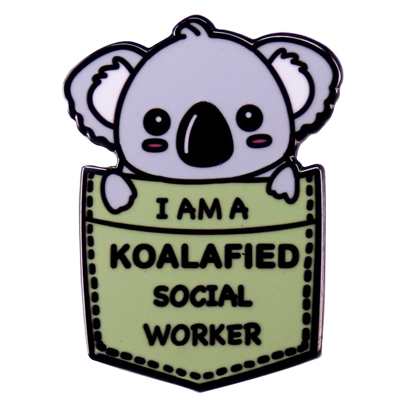 C5024 I’m a koalafied social worker Cartoon Cute Animal Koala Enamel Brooch Pins Badge Clothing Accessories Fashion Jewelry Gift