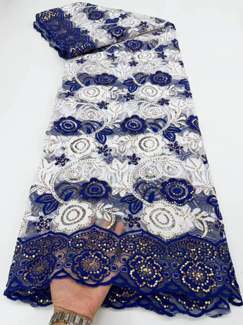 

African Tulle Mesh Laces Net Material With Rhinestones And Sequins Embroidered Silk White French Fabric Nigerian Dresses OR46312