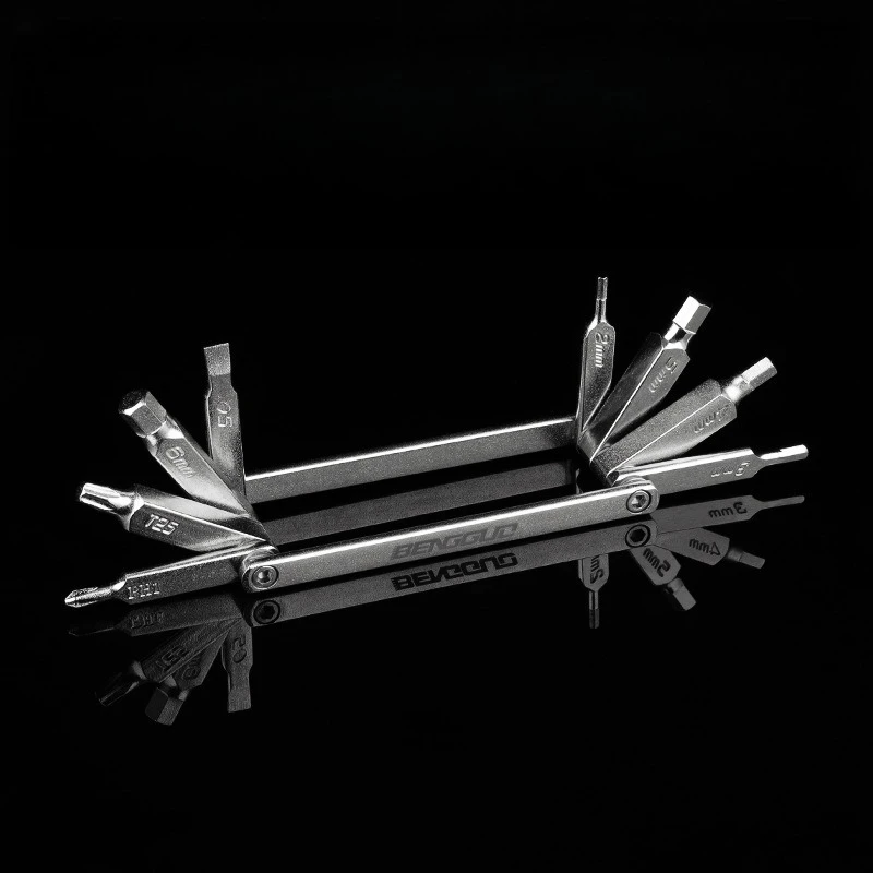 أداة إصلاح الدراجة، أداة إصلاح متعددة الوظائف للدراجة الجبلية، 8 في 1، مفتاح ربط محمول قابل للطي