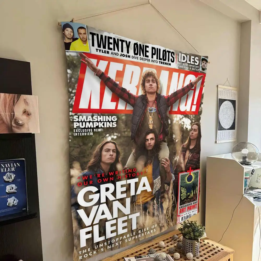 Greta Van Fleet Rock Band Cartoon Tapestry Art Science Fiction Room Home Decor Art Home Decor
