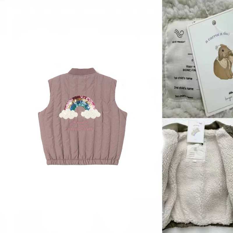 2025A/W Nieuwe Kinderjas Herfst Winter Jongens En Meisjes Borduren Katoen Gewatteerde Kleding Kinderen Dik fluwelen Thermisch Vest