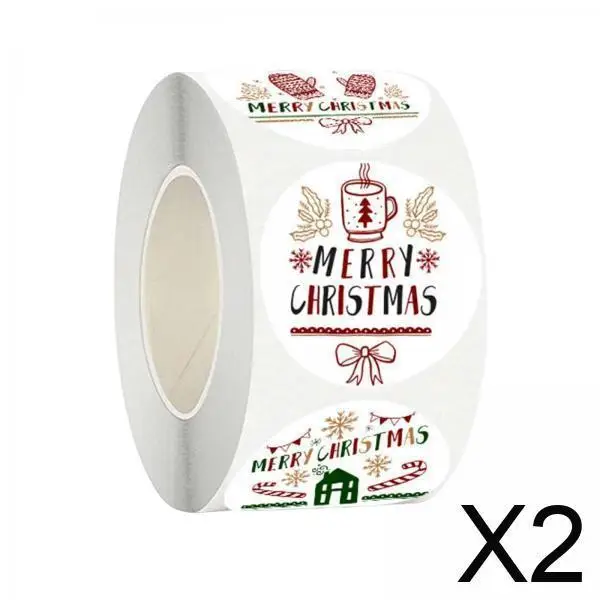 

2xMerry Christmas Stickers Party Favor Labels Crafts Gift Box for Decoration StyleA