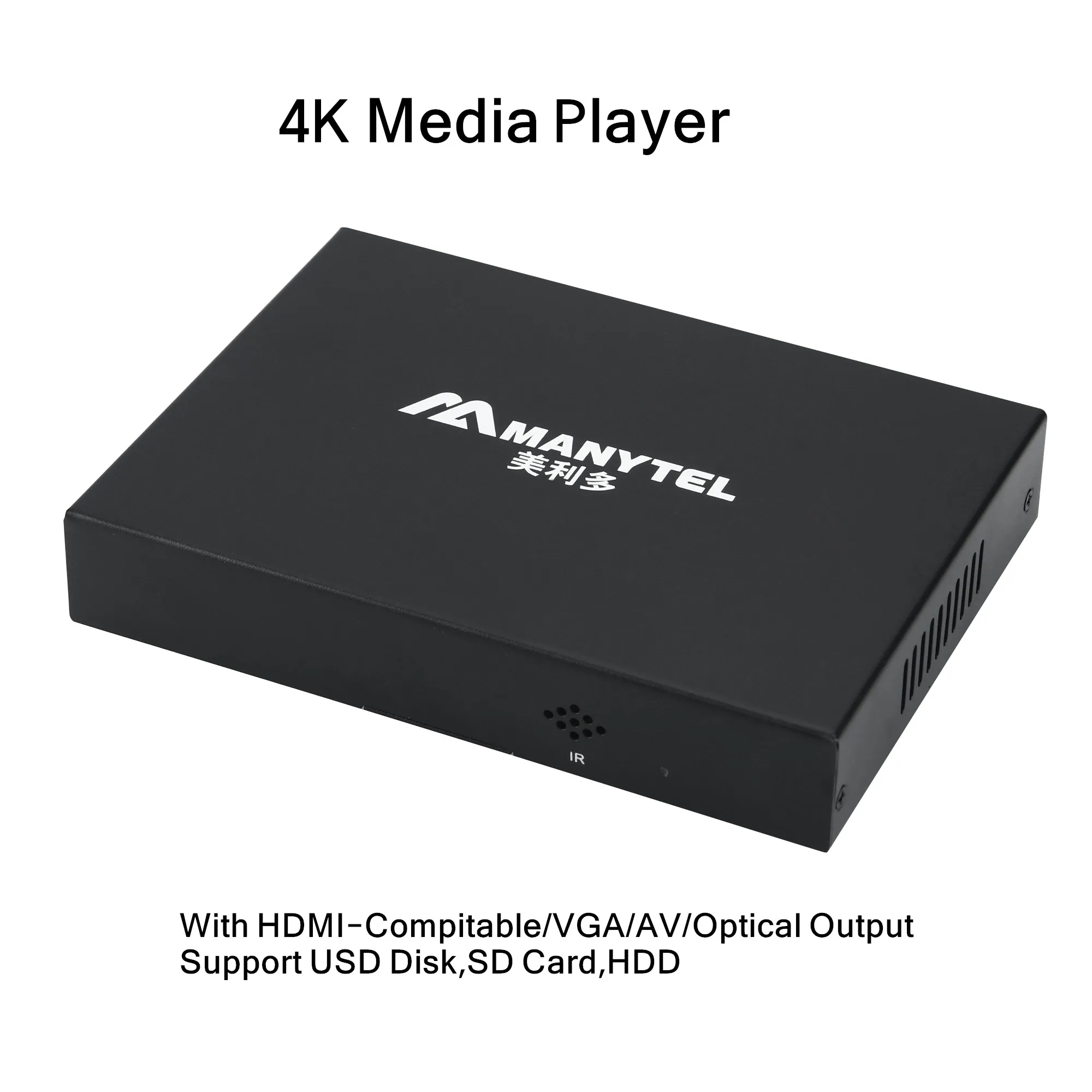 New 4K Media Player Support USB Drive SD Card HDD Autoplay PPT PDF Music Video Advertise AD Player HD2K Box VGA Optical Output