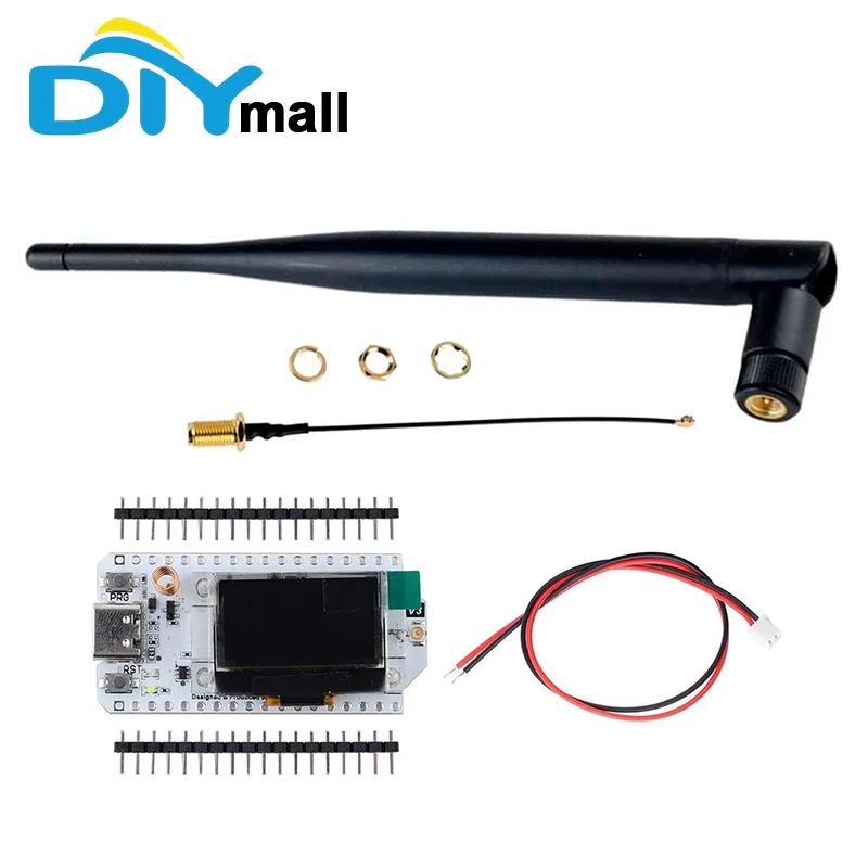 heltec-lora32-v3ノード開発ボード-lora-32-sx1262-esp32-s3-wifi-ble-5dbi-smaオス型アンテナ付き-メッシュタスティックdiy用