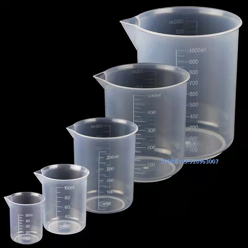 25ml to 1000ml Clear Plastic Liquid Measuring Cup Beaker For Lab Kitchen Measuring Tools