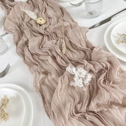 40x275 cm Düğün Pembe Gazlı Bez Masa Koşucu Yarı Şeffaf Tülbent Masa Ayarı Yemek Parti Noel Ziyafetler Kemerler Kek Dekor