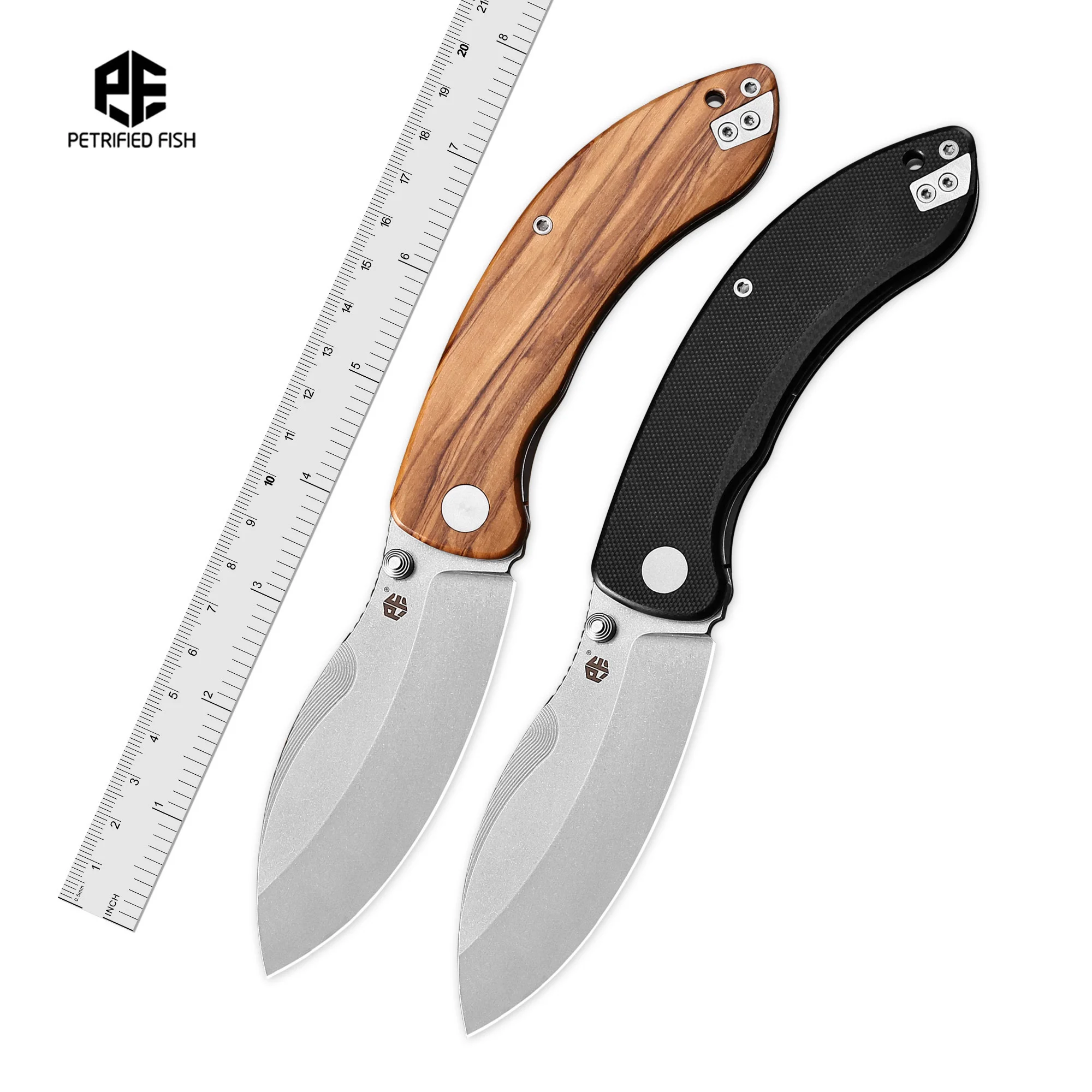 Coltello multiuso pieghevole Zonda Petrified Fish PFB06 per caccia Coltelli pieghevoli in acciaio 14C28N Multiutensile tattico da pesca resistente