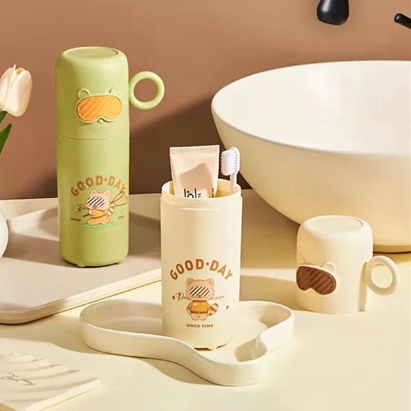 Box Creative Little Raccoon Wash Cup Home Travel Toothbrush Portable Cute Glasses Bear For Home Use High Quality