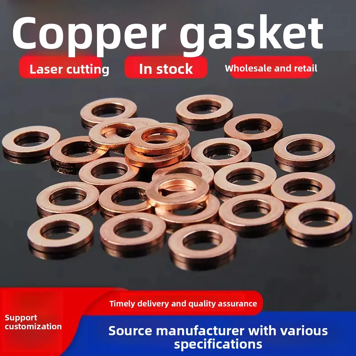 Guangluo Height-1.0mm X Diameter 2-60mm 99.9% Copper Flat Washer Gasket Sealing Ring