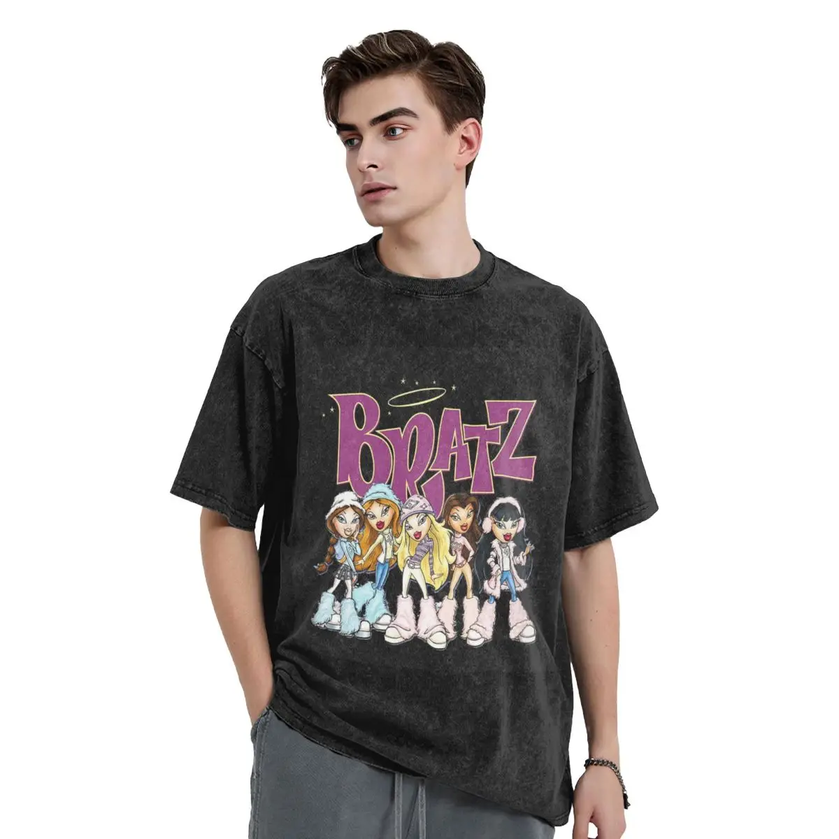 

Bratz Rock Angelz Doll, потертые футболки, повседневная футболка в стиле хип-хоп с короткими рукавами, уличная одежда, топы, футболки для мужчин и женщин