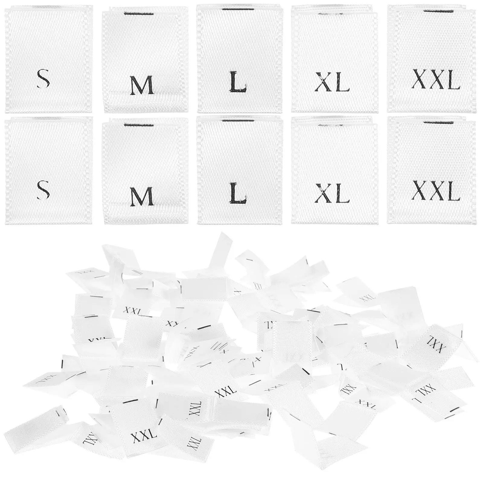 

500 шт. этикеток для одежды, тесьма для размеров, гладкие края, без раздражения, идеально для вязания, шитья, рукоделия, организации одежды