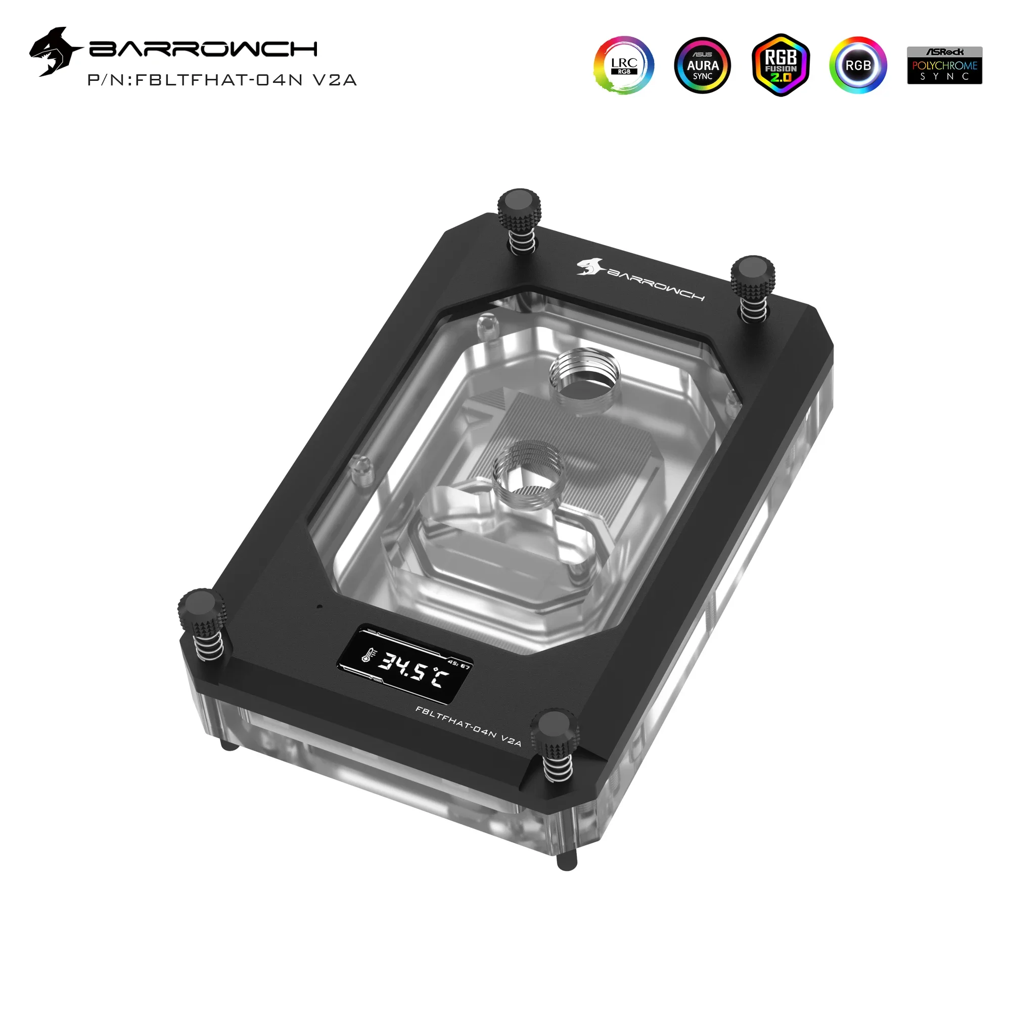 Barrowch TR4 CPU Water Block Thermometer Monitor ARGB for AMD X399 SP3 Platform Copper Prosessor FBLTFHAT-04N V2